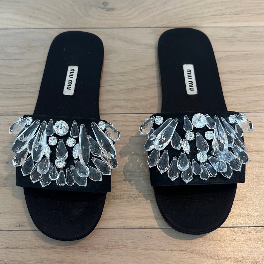 Miu Miu Collector's Rare Silk/Satin Holiday Crystal Chandelier Slides- 38 (8)